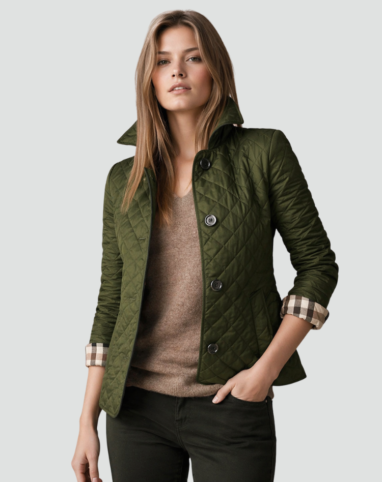 Chaqueta Acolchada de Entretiempo con Cuello y Botones