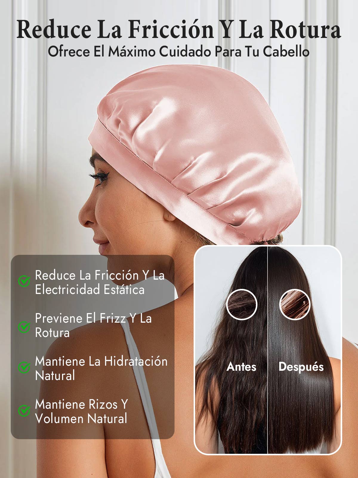 Gorro de Dormir de 100% Seda de Morera con Cintas