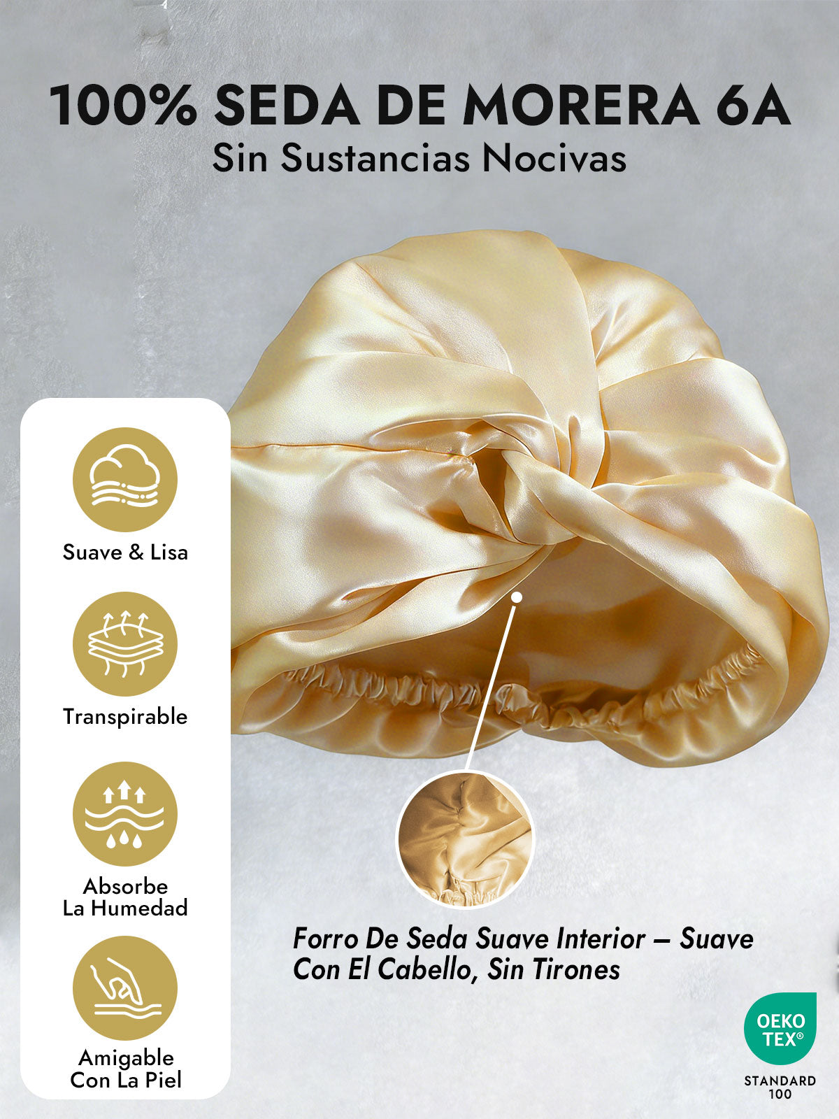 Gorro De Pura Seda Con Nudo Frontal