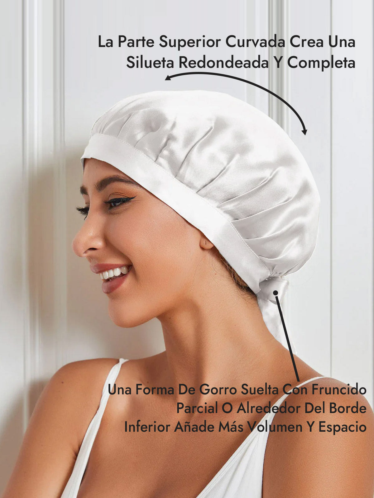 Gorro de Dormir de 100% Seda de Morera con Cintas