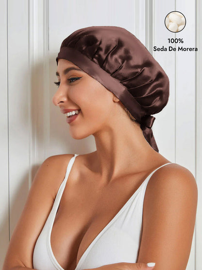 Gorro de Dormir de 100% Seda de Morera con Cintas