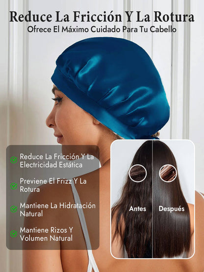 Gorro de Dormir de 100% Seda de Morera con Cintas