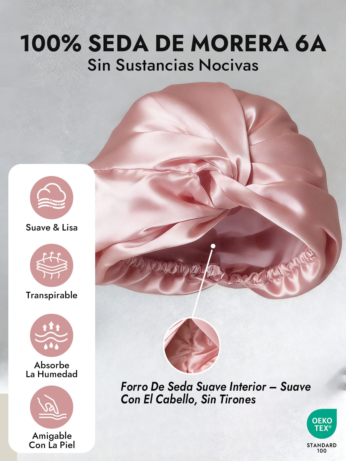 Gorro De Pura Seda Con Nudo Frontal