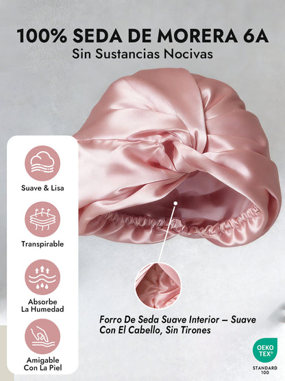 Gorro De Pura Seda Con Nudo Frontal