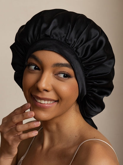 Gorro de Dormir para Mujer de 100% Seda de Mora con Cintas Largas