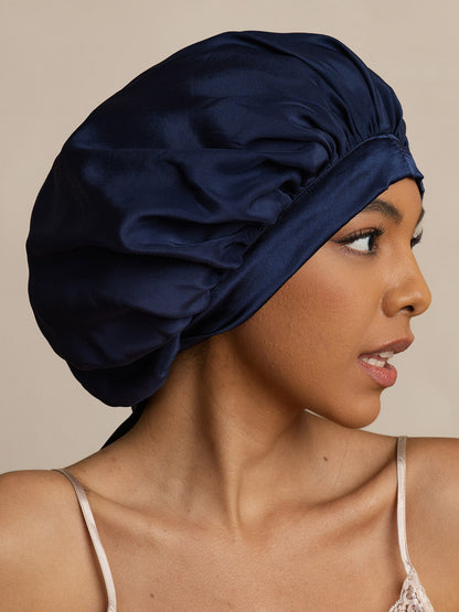 Gorro de Dormir para Mujer de 100% Seda de Mora con Cintas Largas