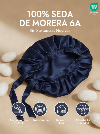 Gorro de Dormir de 100% Seda de Morera con Cintas