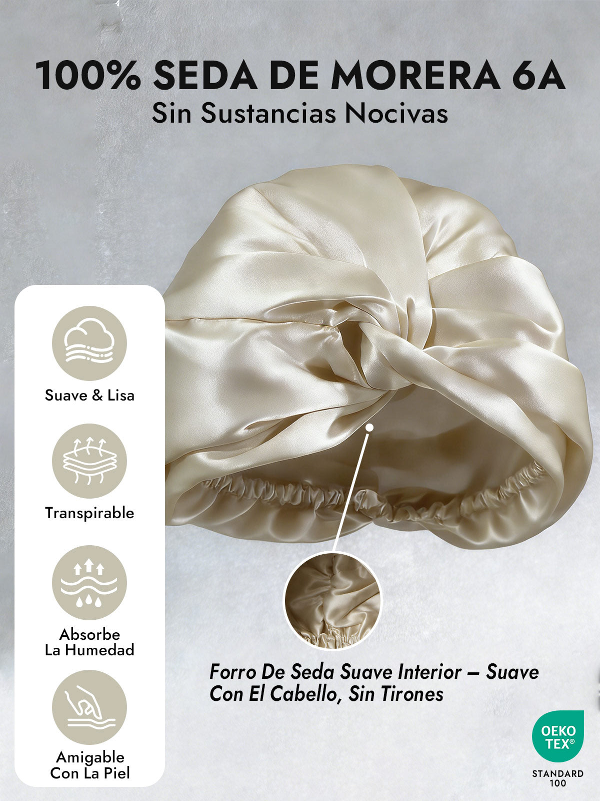 Gorro De Pura Seda Con Nudo Frontal