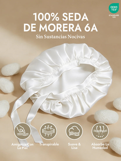 Gorro de Dormir de 100% Seda de Morera con Cintas