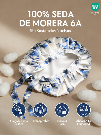 Gorro de Dormir de 100% Seda de Morera con Cintas