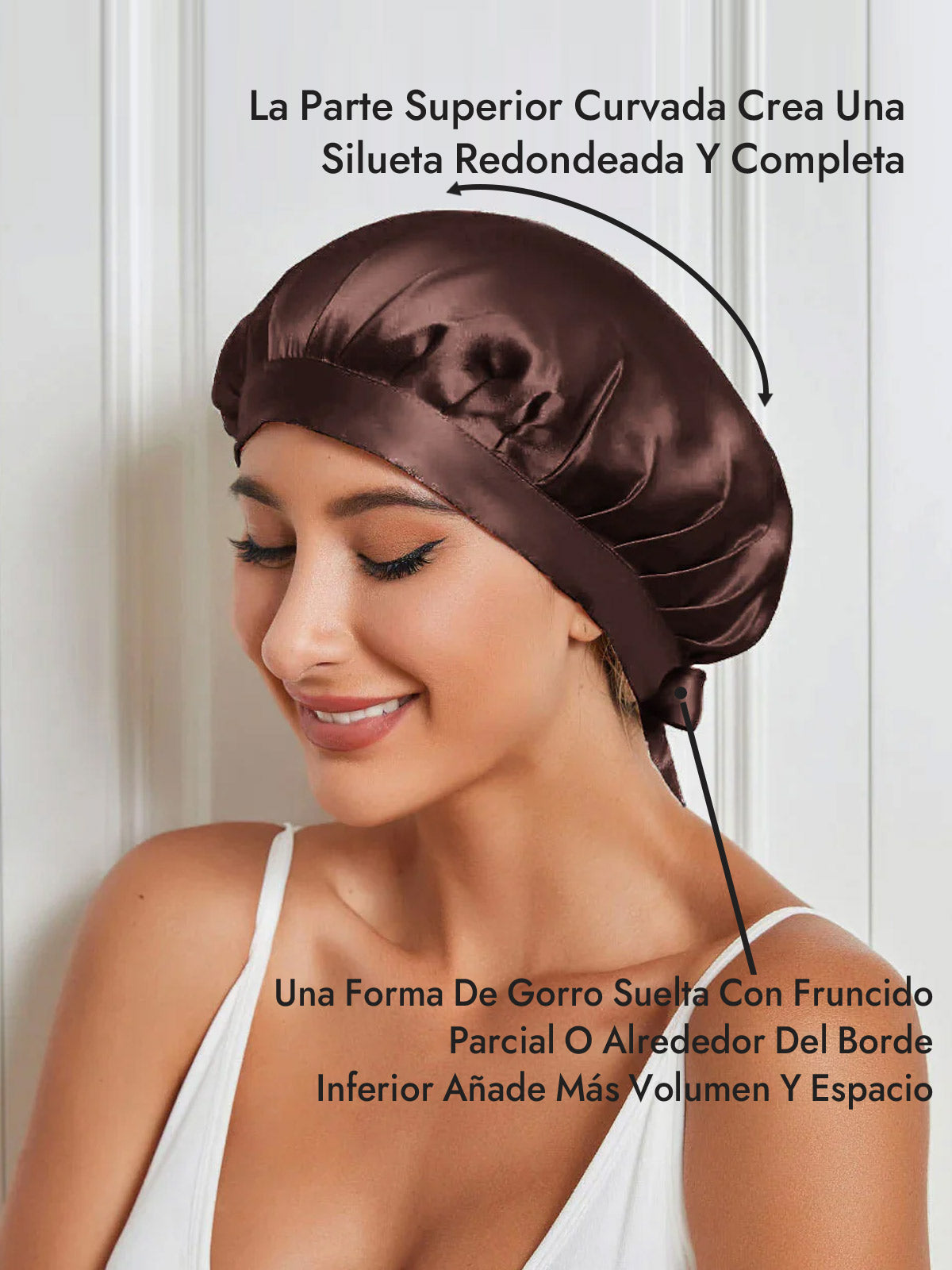Gorro de Dormir de 100% Seda de Morera con Cintas