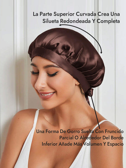 Gorro de Dormir de 100% Seda de Morera con Cintas