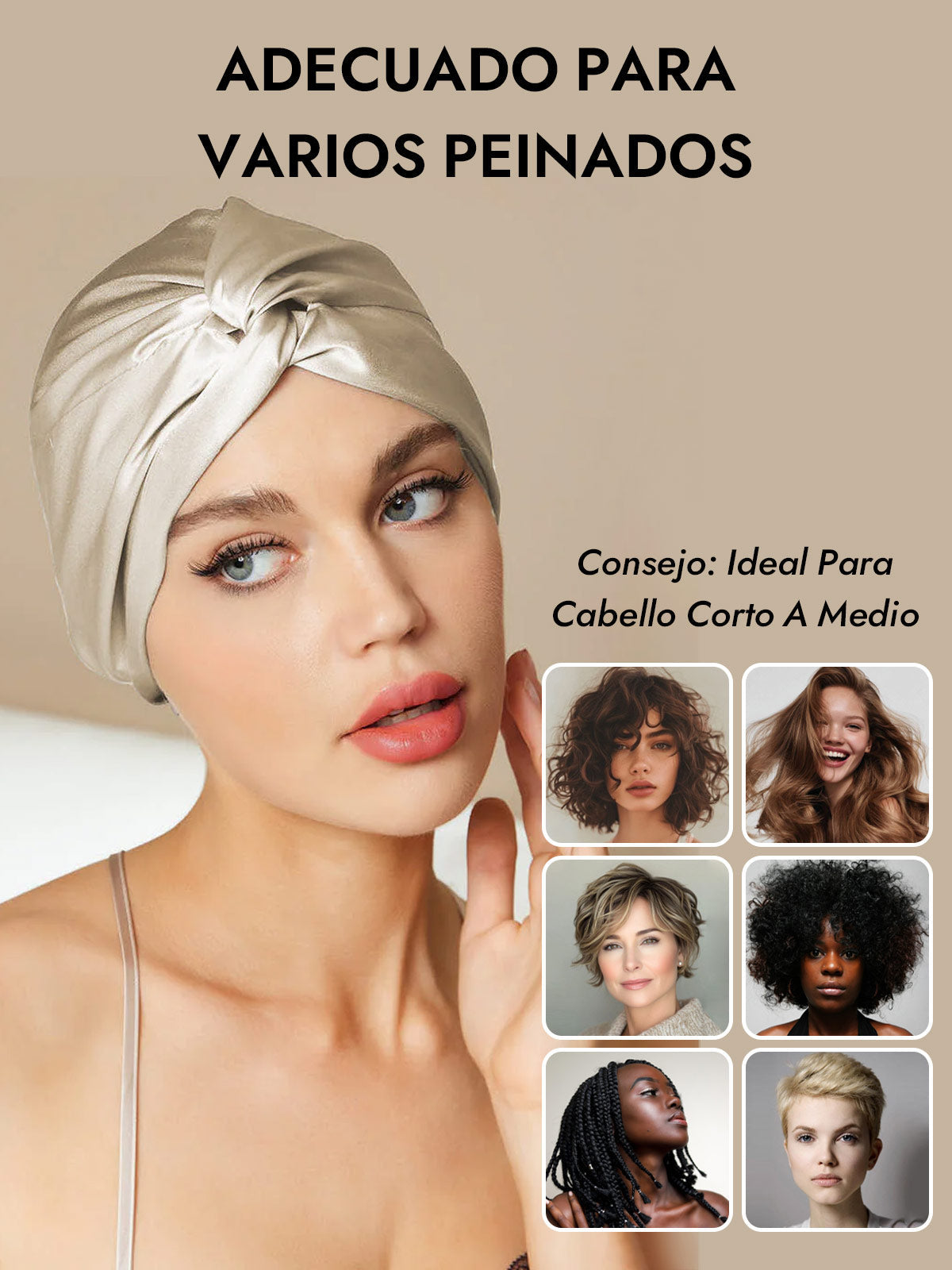 Gorro De Pura Seda Con Nudo Frontal