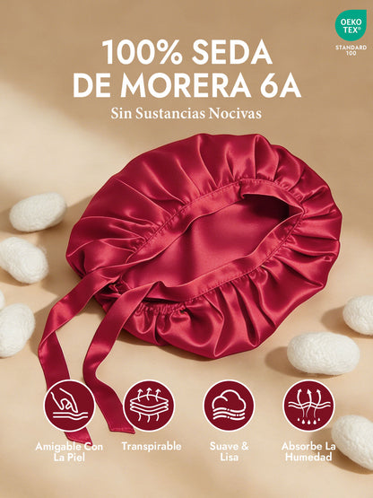 Gorro de Dormir de 100% Seda de Morera con Cintas