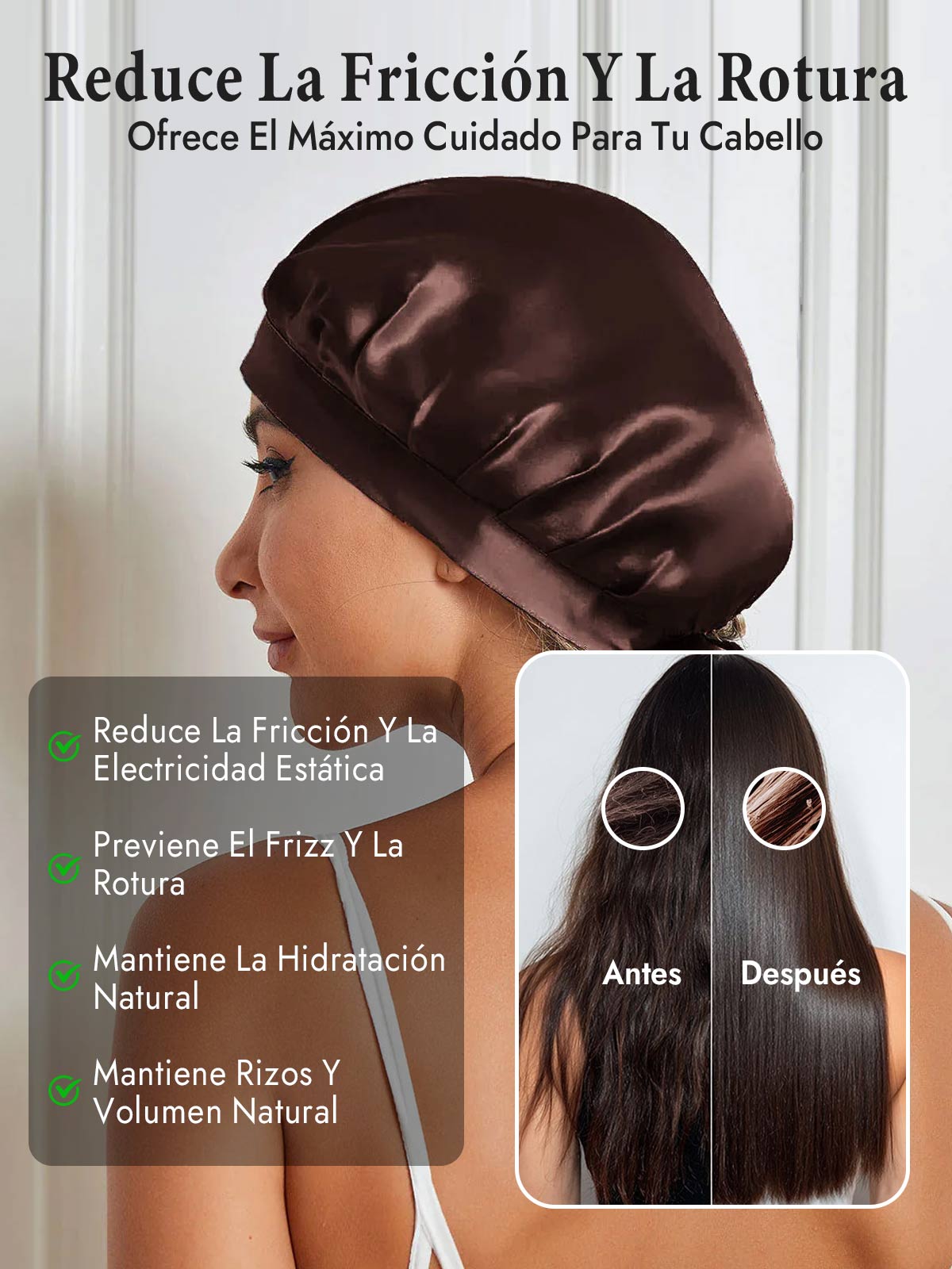 Gorro de Dormir de 100% Seda de Morera con Cintas