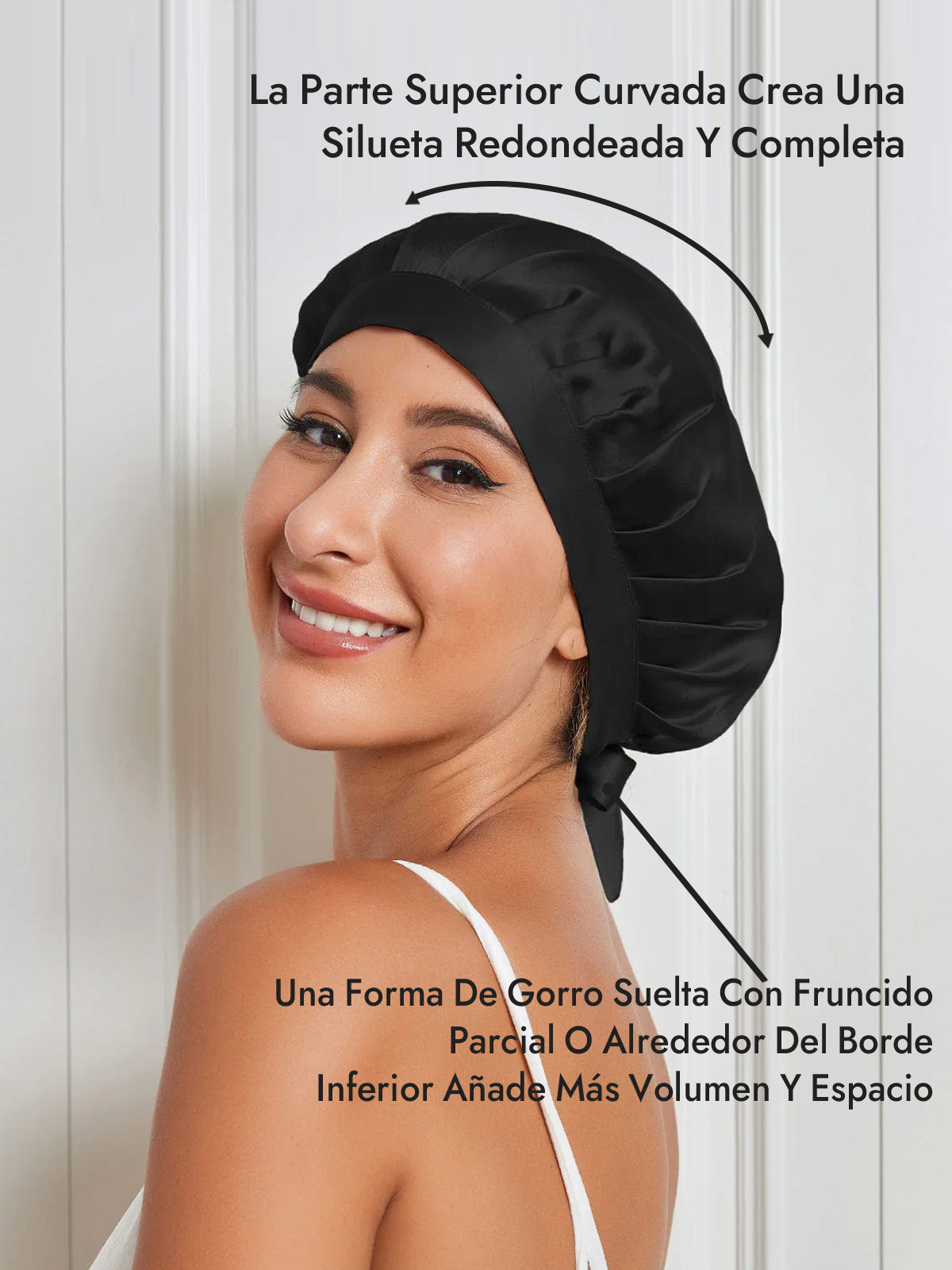 Gorro de Dormir de 100% Seda de Morera con Cintas