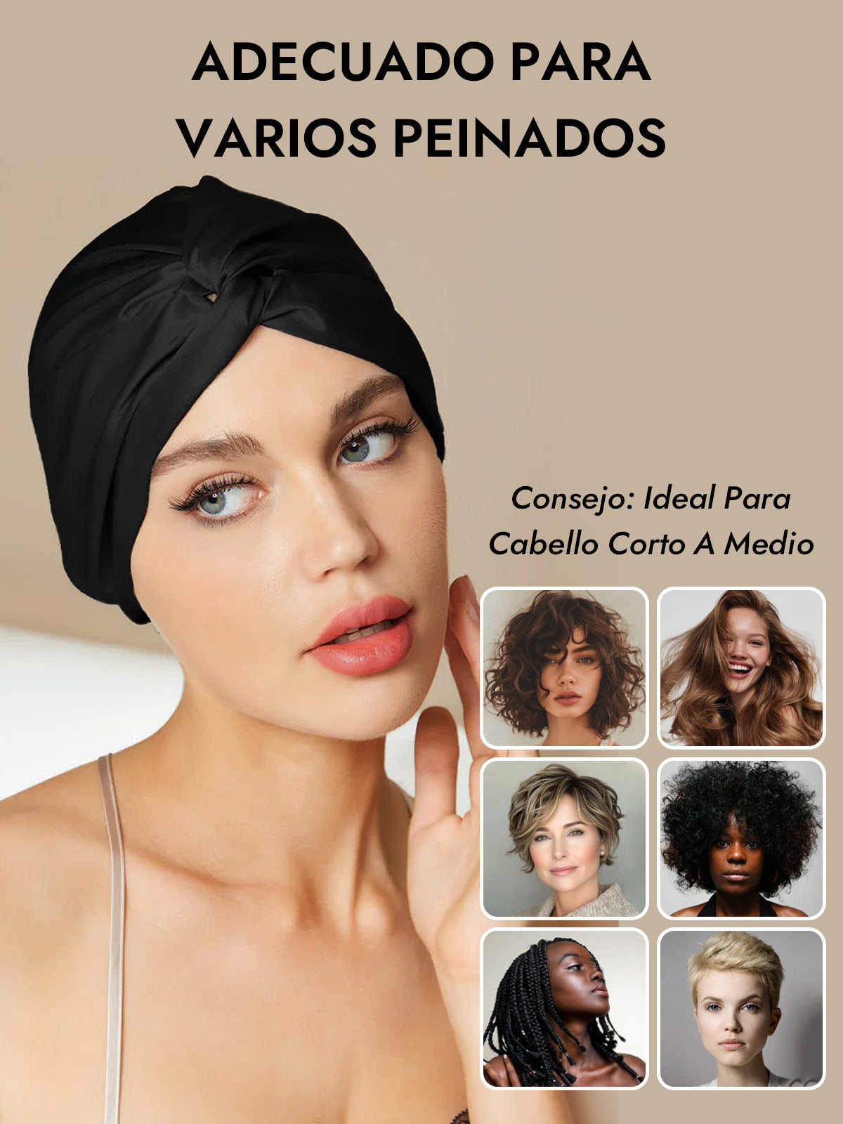 Gorro De Pura Seda Con Nudo Frontal