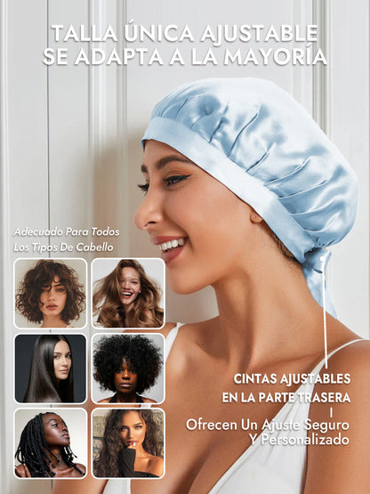 Gorro de Dormir de 100% Seda de Morera con Cintas