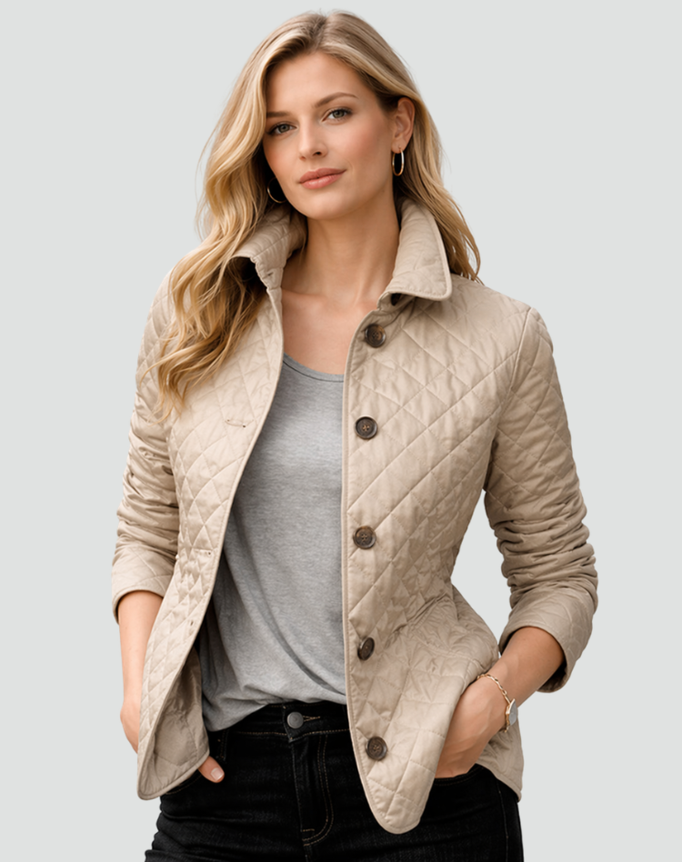 Chaqueta Acolchada de Entretiempo con Cuello y Botones