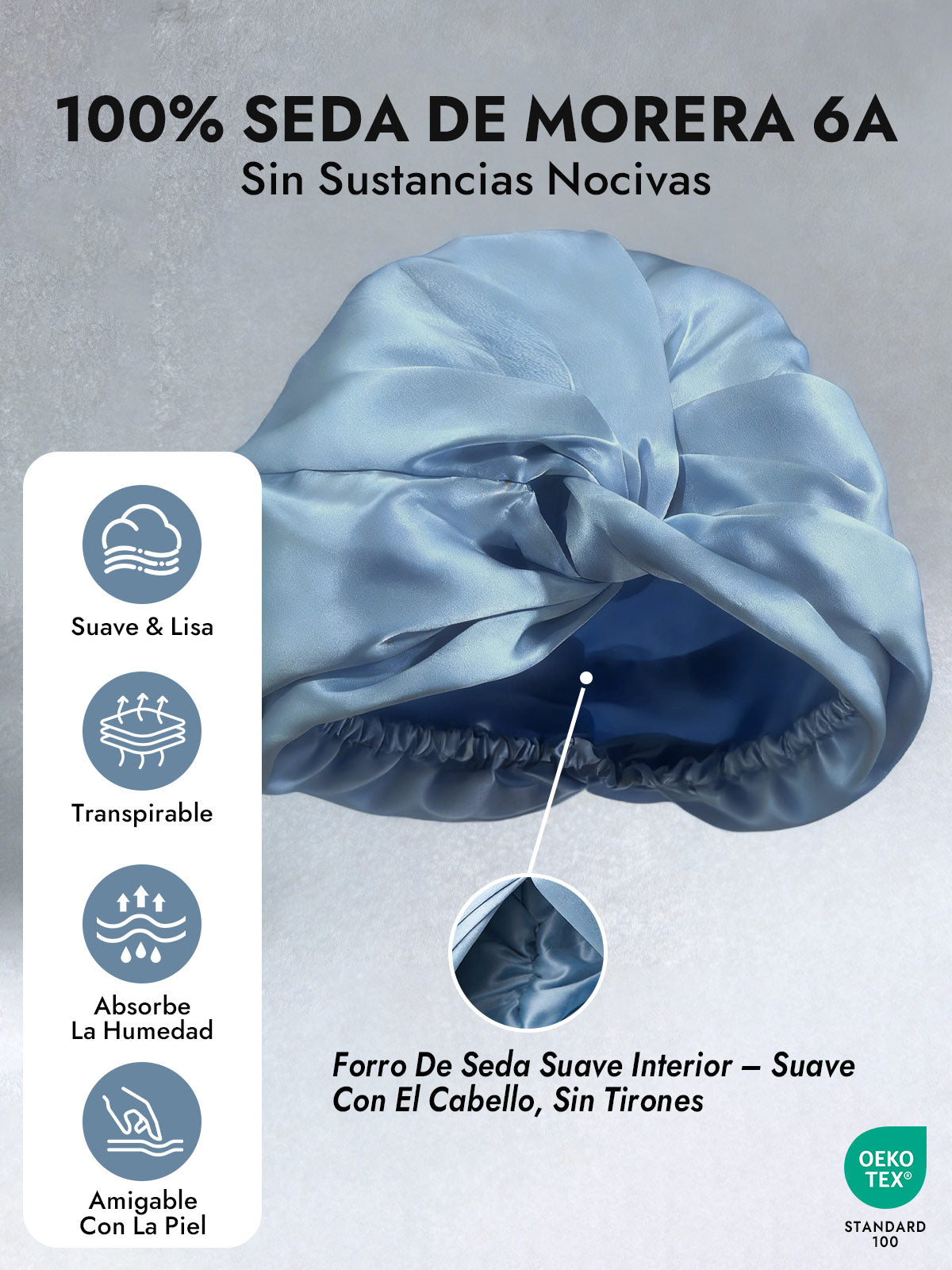 Gorro De Pura Seda Con Nudo Frontal