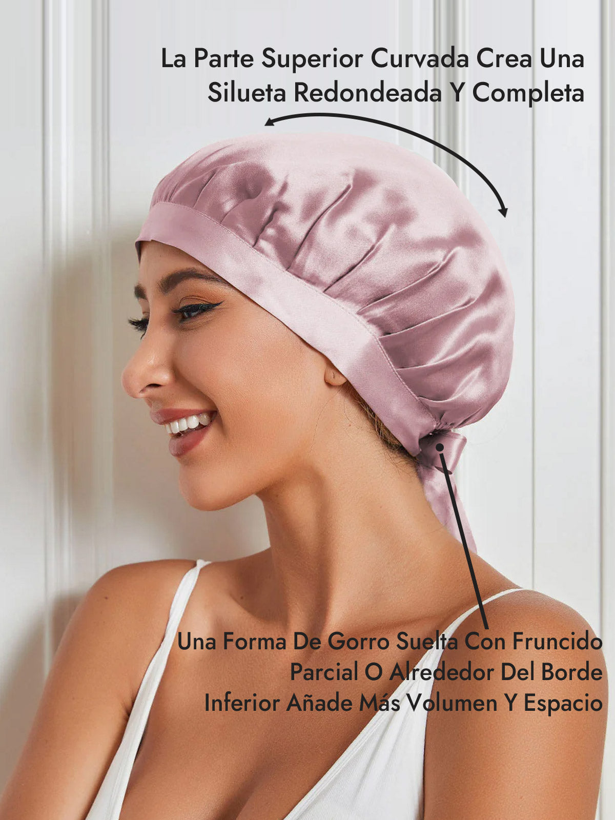Gorro de Dormir de 100% Seda de Morera con Cintas