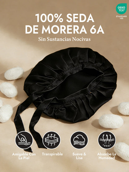 Gorro de Dormir de 100% Seda de Morera con Cintas