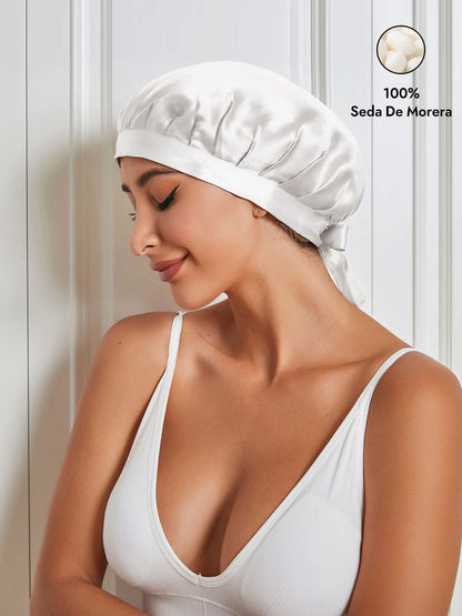 Gorro de Dormir de 100% Seda de Morera con Cintas
