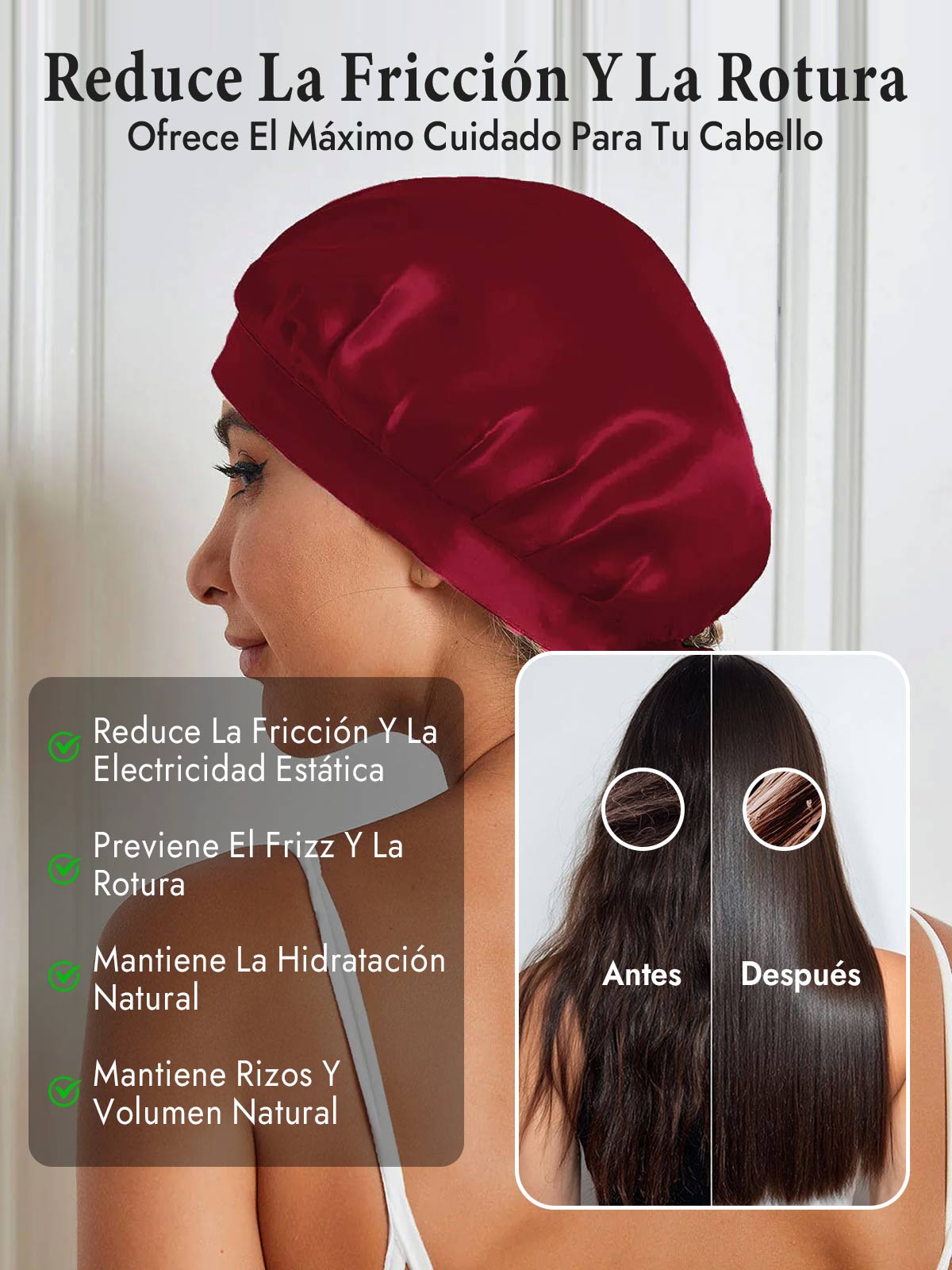 Gorro de Dormir de 100% Seda de Morera con Cintas