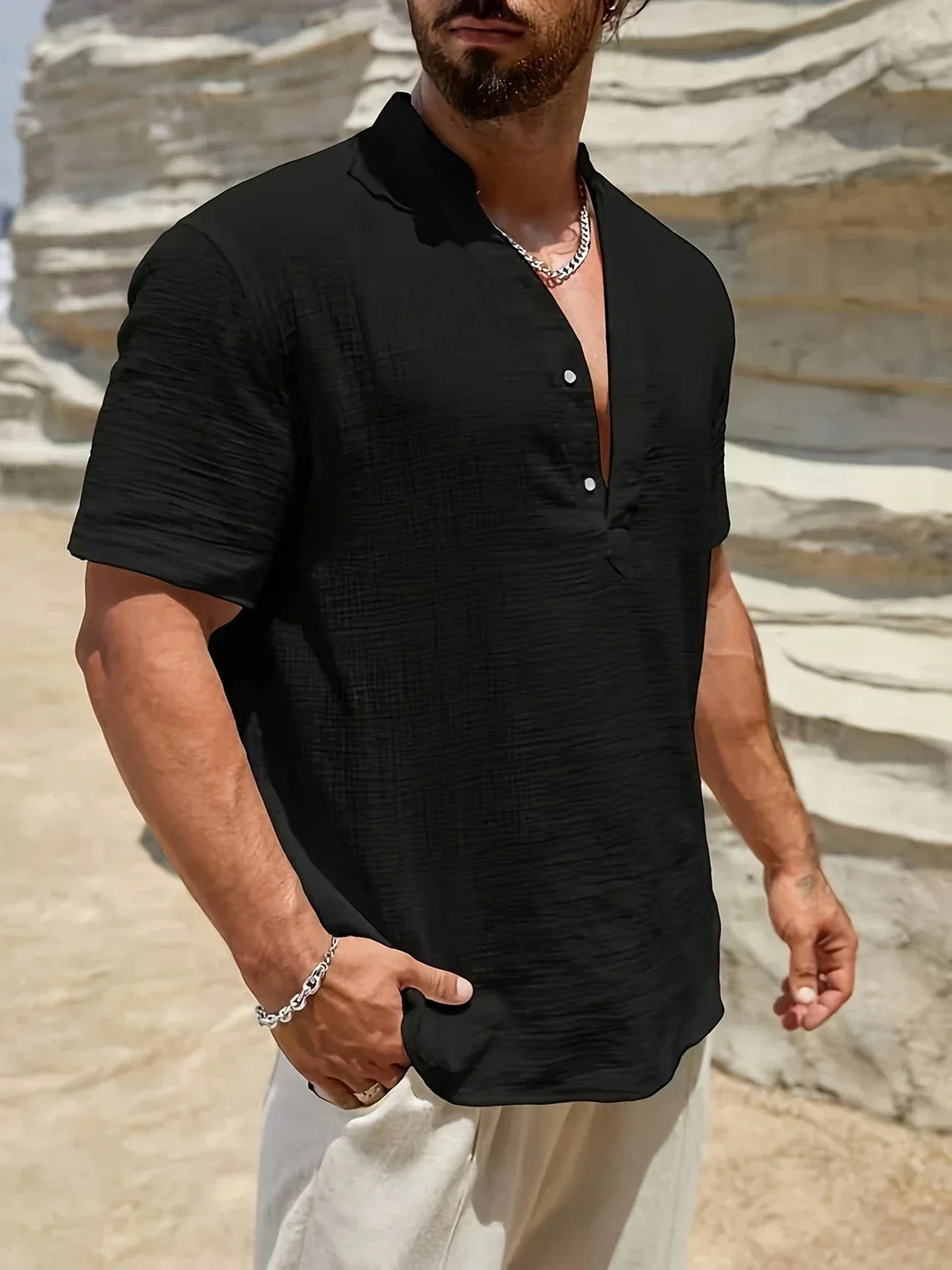 Natoli | Chemise d'été élégante à col montant