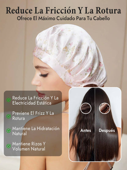 Gorro de Dormir de 100% Seda de Morera con Cintas