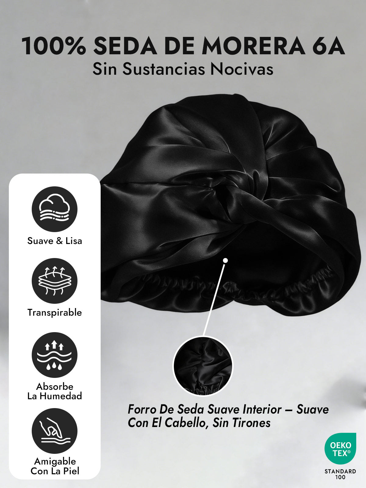 Gorro De Pura Seda Con Nudo Frontal