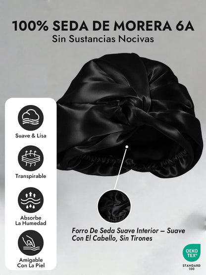 Gorro De Pura Seda Con Nudo Frontal