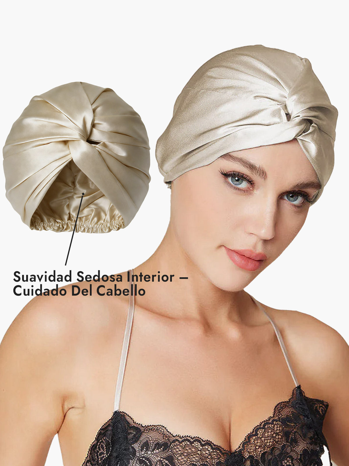 Gorro De Pura Seda Con Nudo Frontal