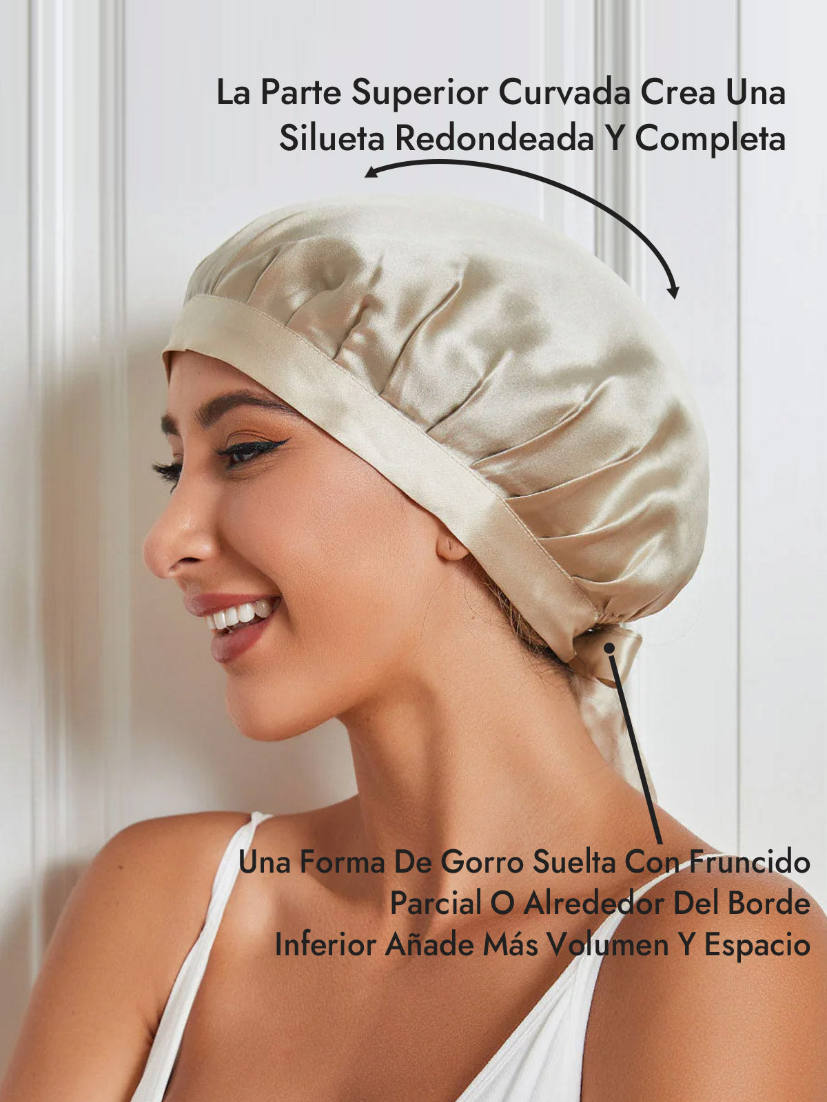 Gorro de Dormir de 100% Seda de Morera con Cintas
