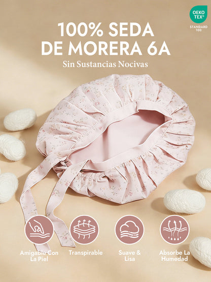 Gorro de Dormir de 100% Seda de Morera con Cintas