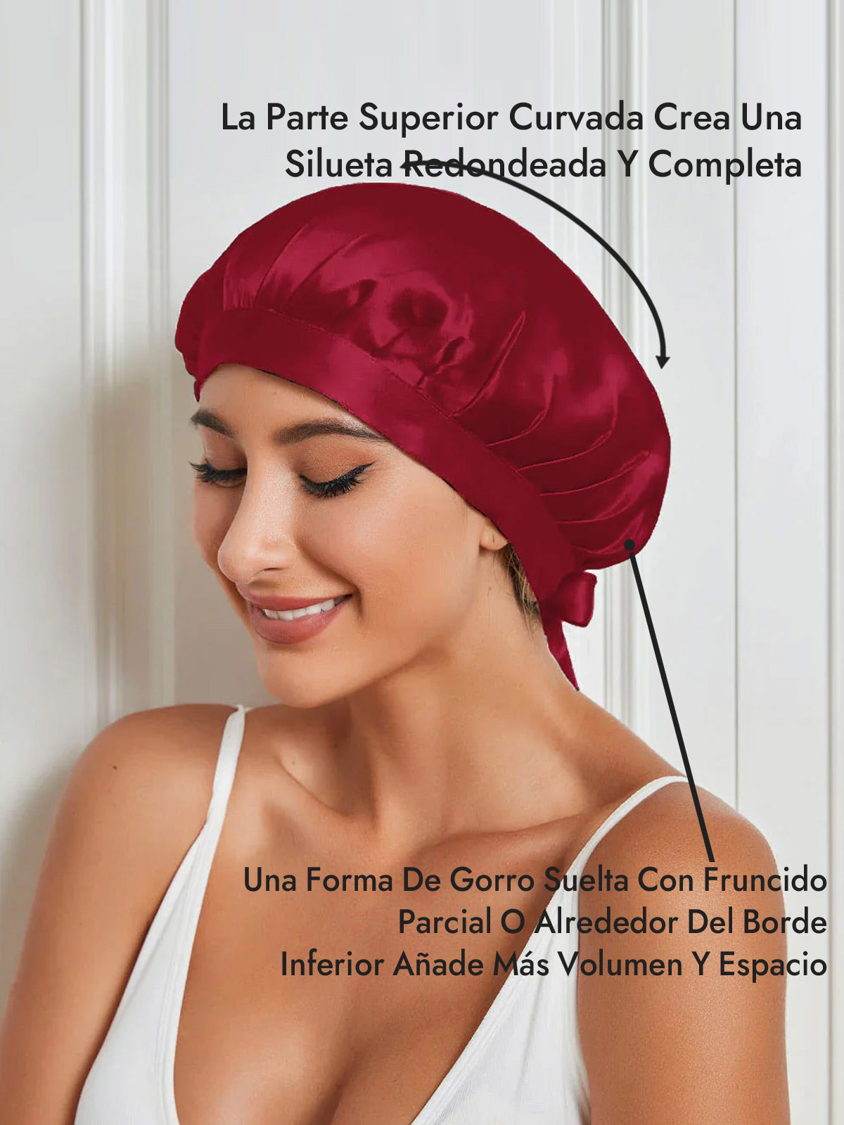 Gorro de Dormir de 100% Seda de Morera con Cintas