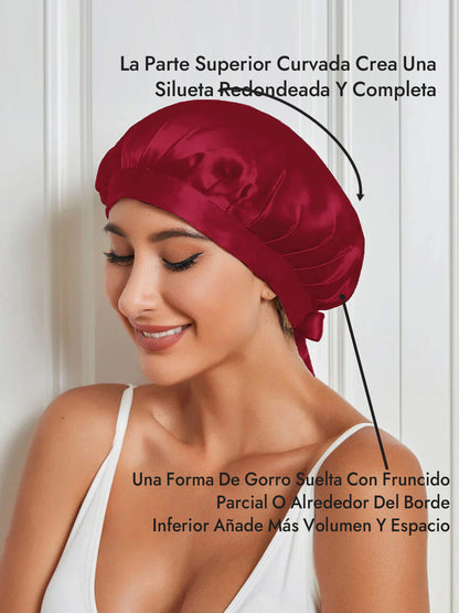 Gorro de Dormir de 100% Seda de Morera con Cintas