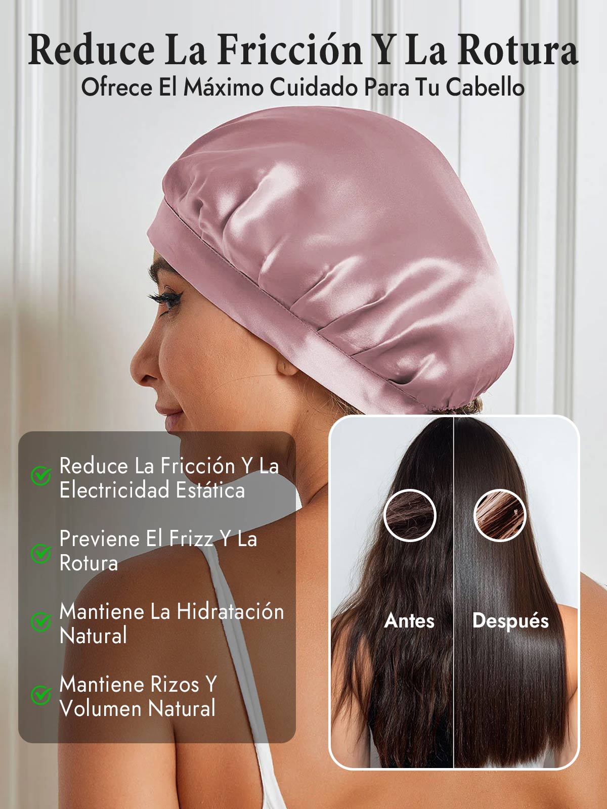 Gorro de Dormir de 100% Seda de Morera con Cintas