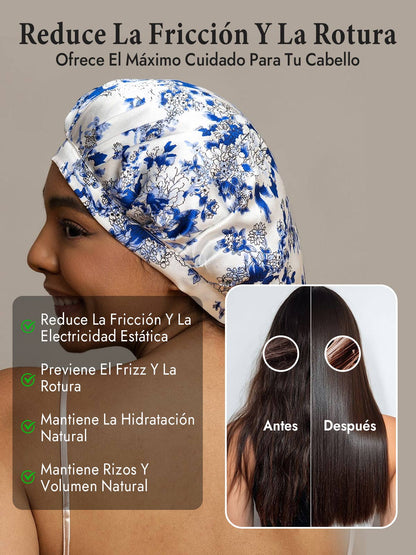 Gorro de Dormir de 100% Seda de Morera con Cintas