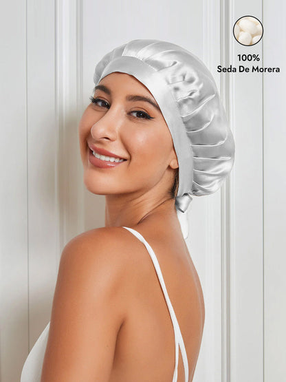 Gorro de Dormir de 100% Seda de Morera con Cintas