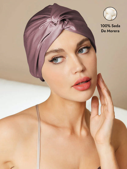 Gorro De Pura Seda Con Nudo Frontal