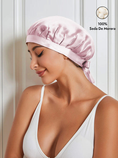 Gorro de Dormir de 100% Seda de Morera con Cintas
