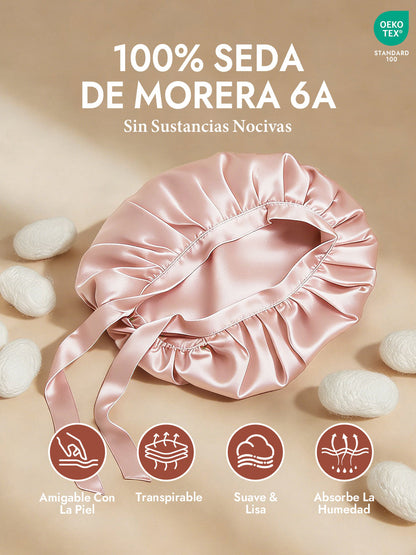 Gorro de Dormir de 100% Seda de Morera con Cintas
