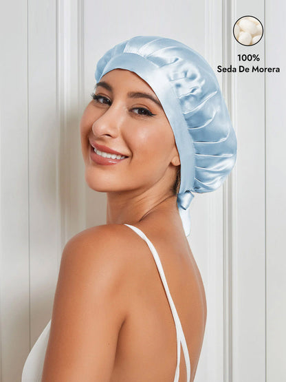 Gorro de Dormir de 100% Seda de Morera con Cintas