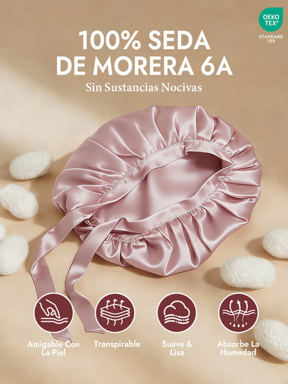 Gorro de Dormir de 100% Seda de Morera con Cintas