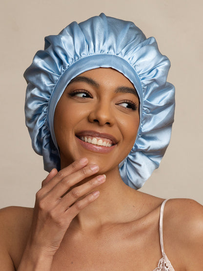 Gorro de Dormir para Mujer de 100% Seda de Mora con Cintas Largas