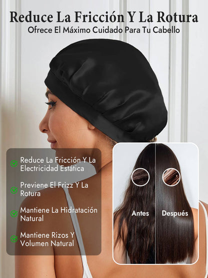 Gorro de Dormir de 100% Seda de Morera con Cintas