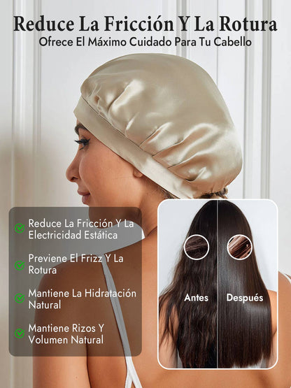 Gorro de Dormir de 100% Seda de Morera con Cintas