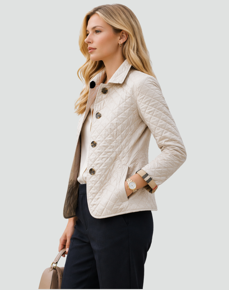 Chaqueta Acolchada de Entretiempo con Cuello y Botones
