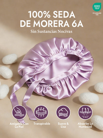 Gorro de Dormir de 100% Seda de Morera con Cintas